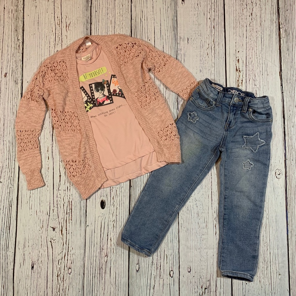 Girls Blush Tee and Knit Jeans Only.